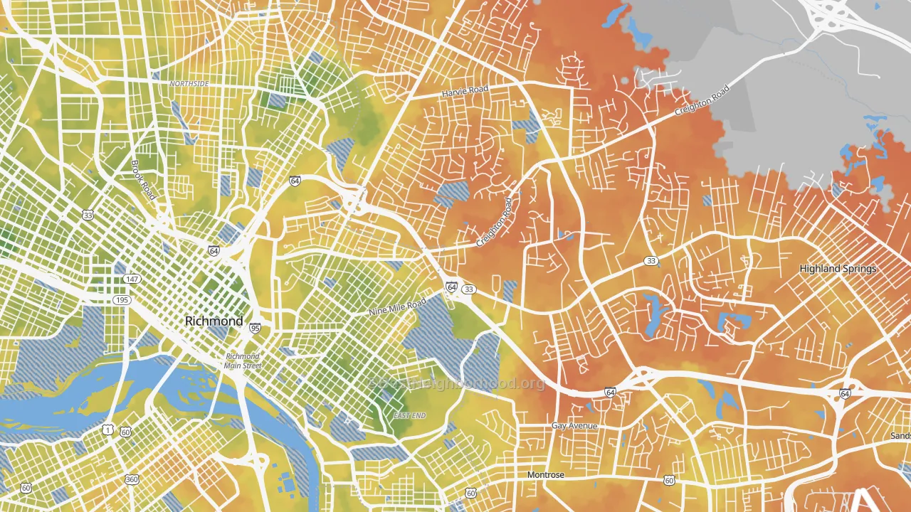 Bike Grade map of 23223, VA