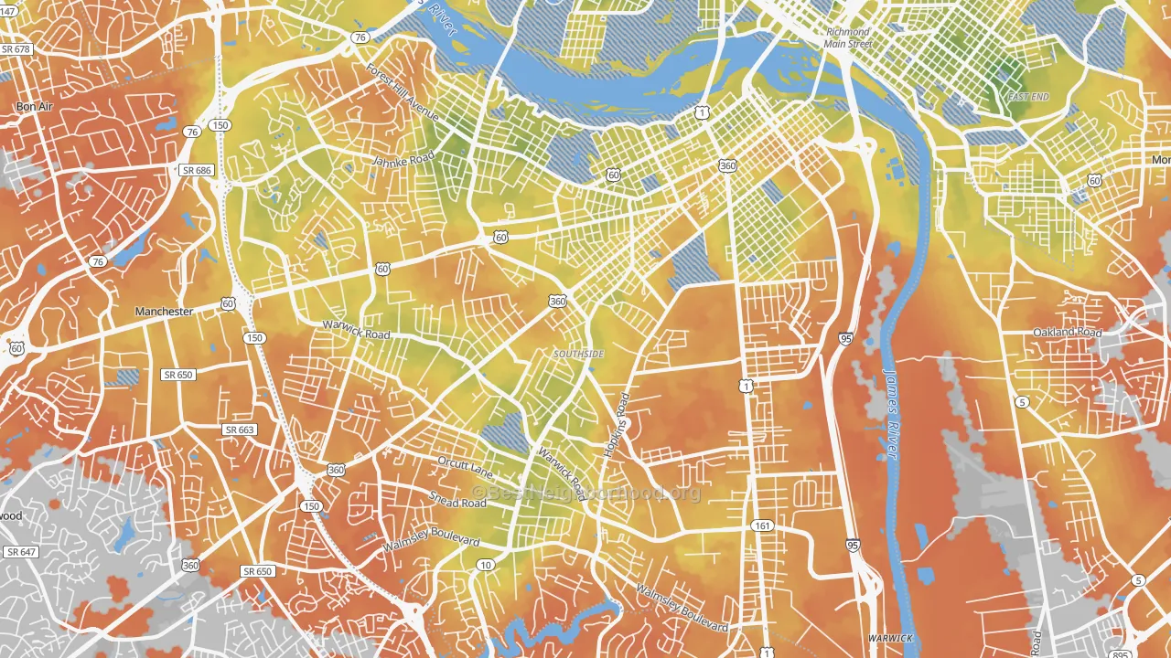 Bike Grade map of 23224, VA
