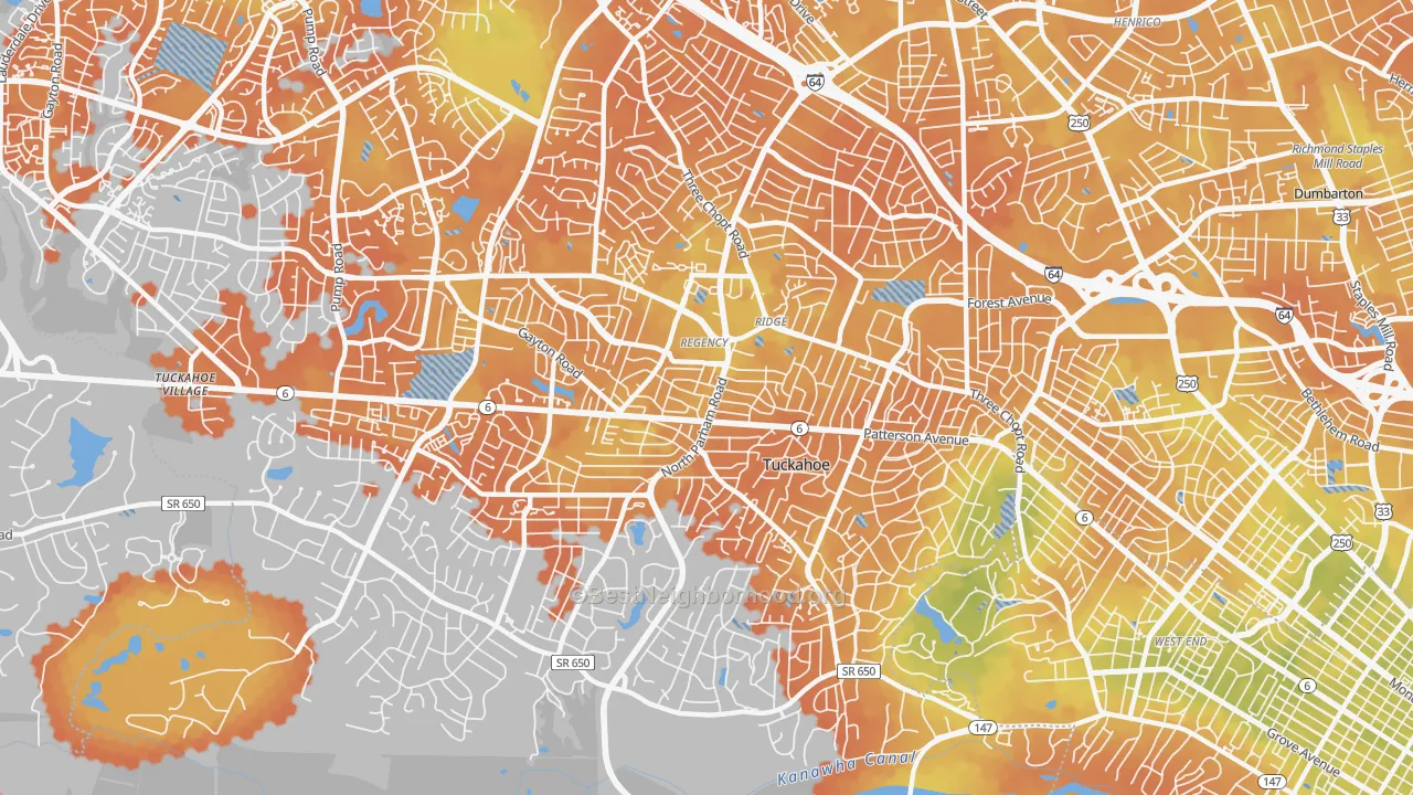 Bike Grade map of 23229, VA
