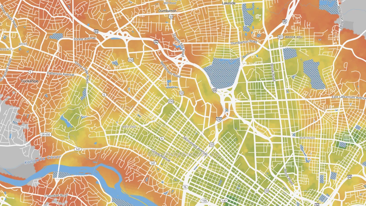 Bike Grade map of 23230, VA