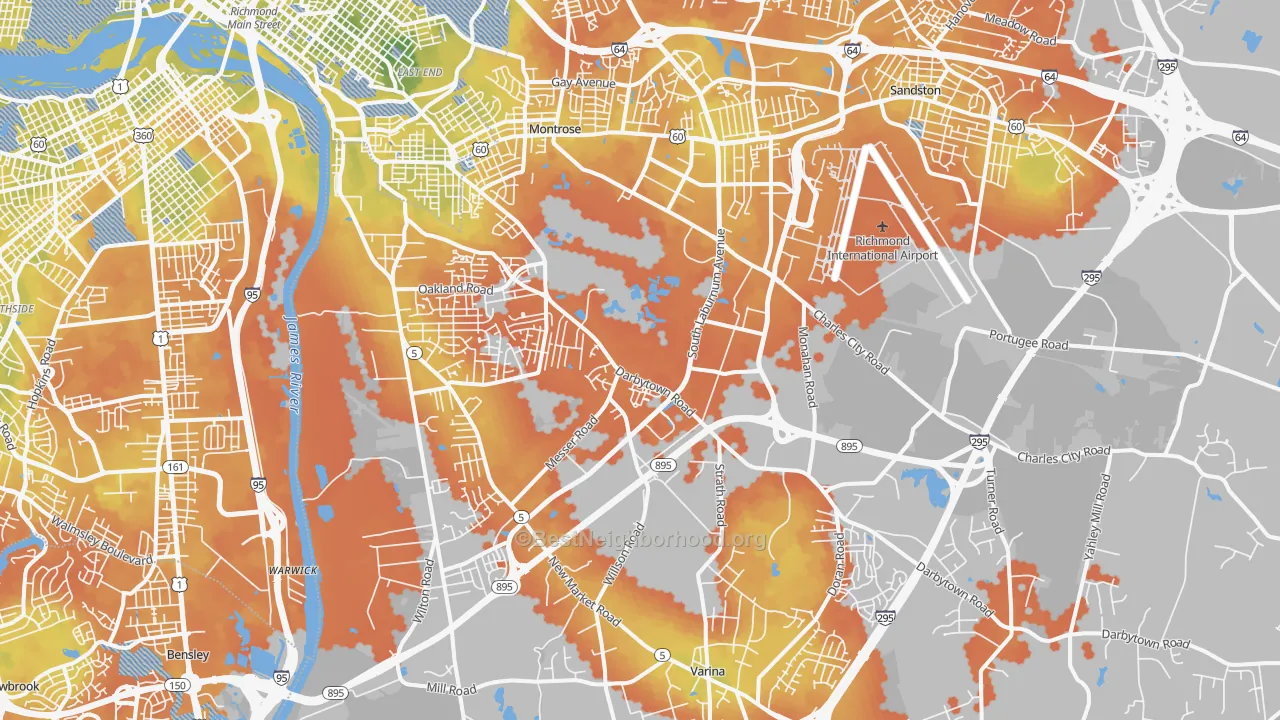 Bike Grade map of 23231, VA
