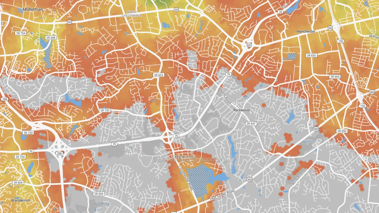 Bike Grade map of 23236, VA
