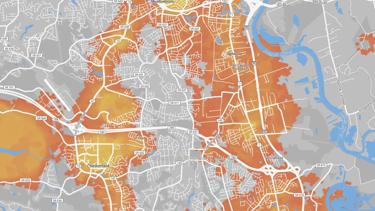Bike Grade map of 23237, VA