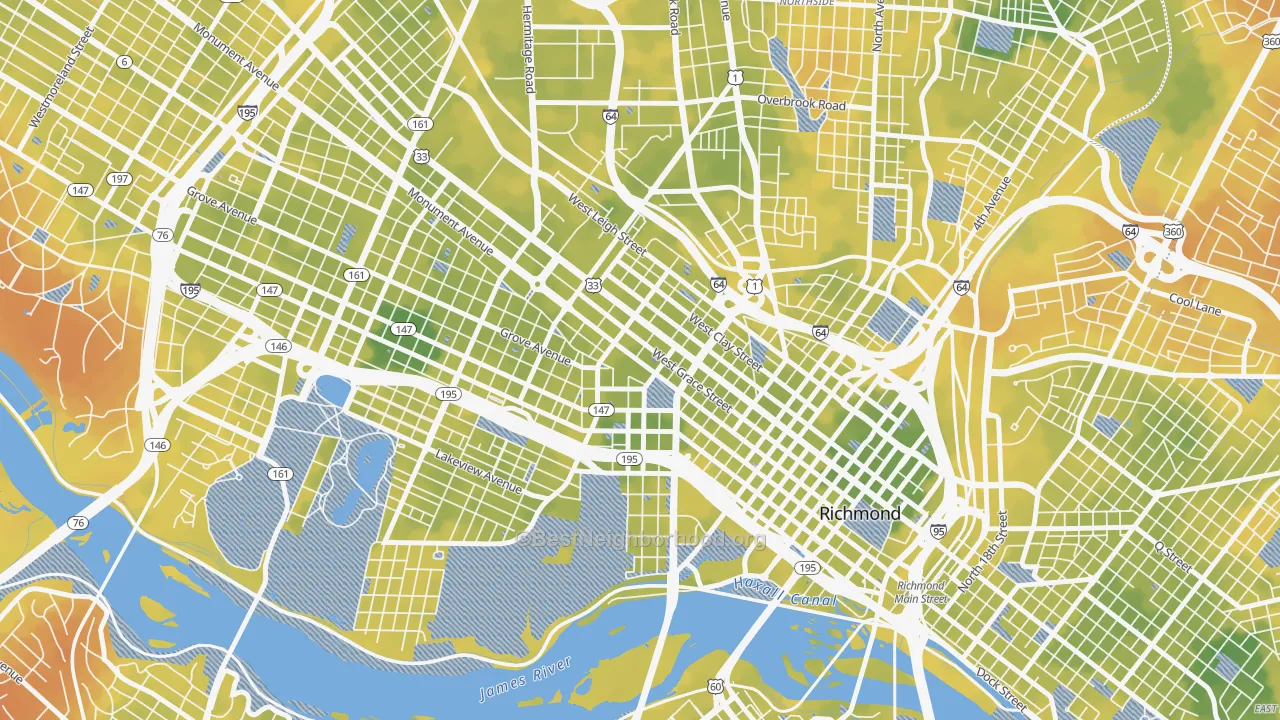 Bike Grade map of 23284, VA