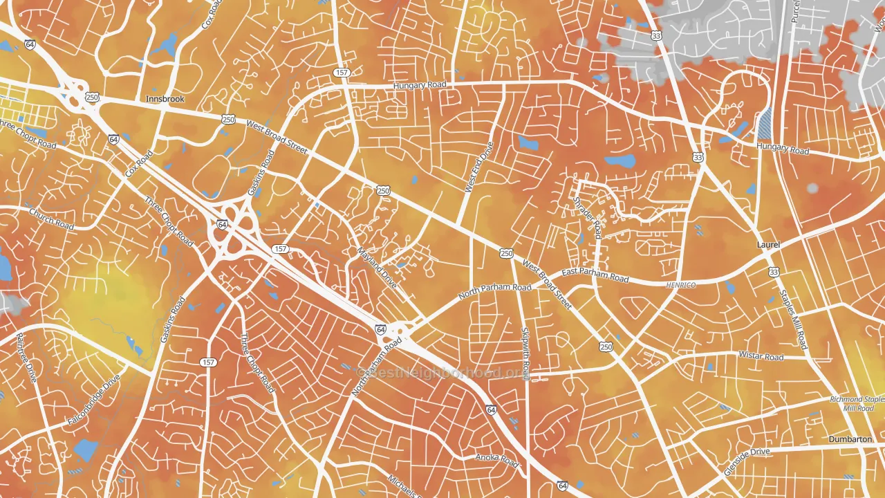 Bike Grade map of 23294, VA