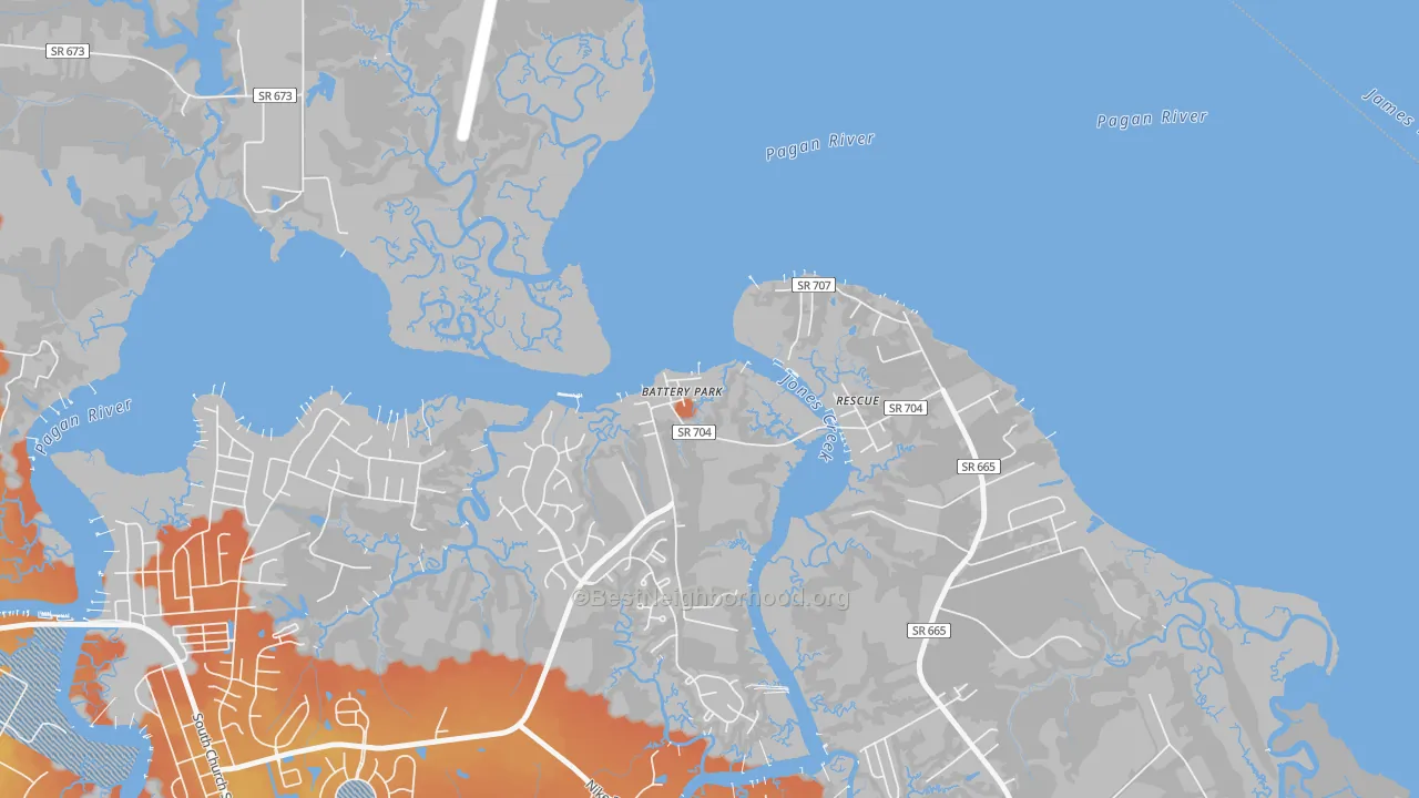 Bike Grade map of 23304, VA
