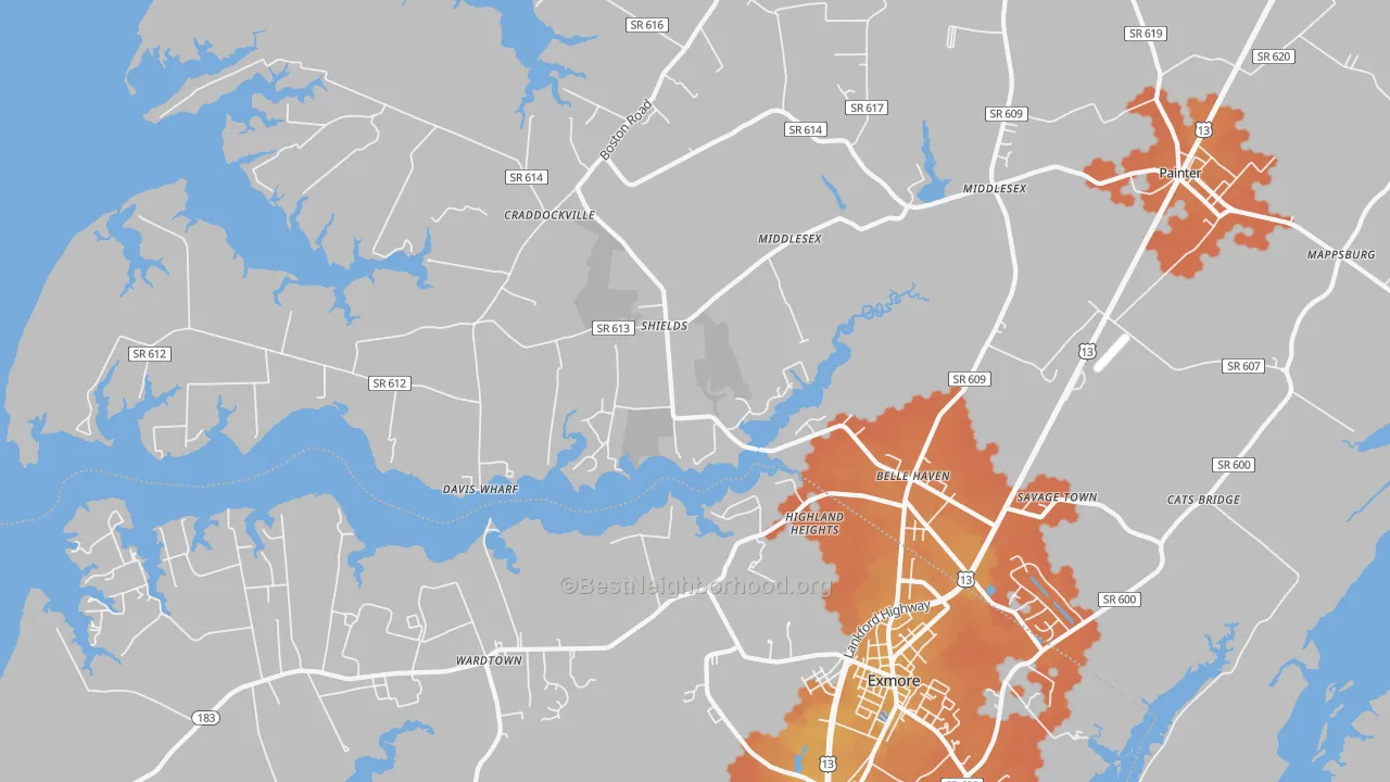 Bike Grade map of 23306, VA