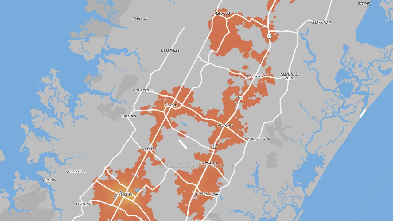 Bike Grade map of 23308, VA