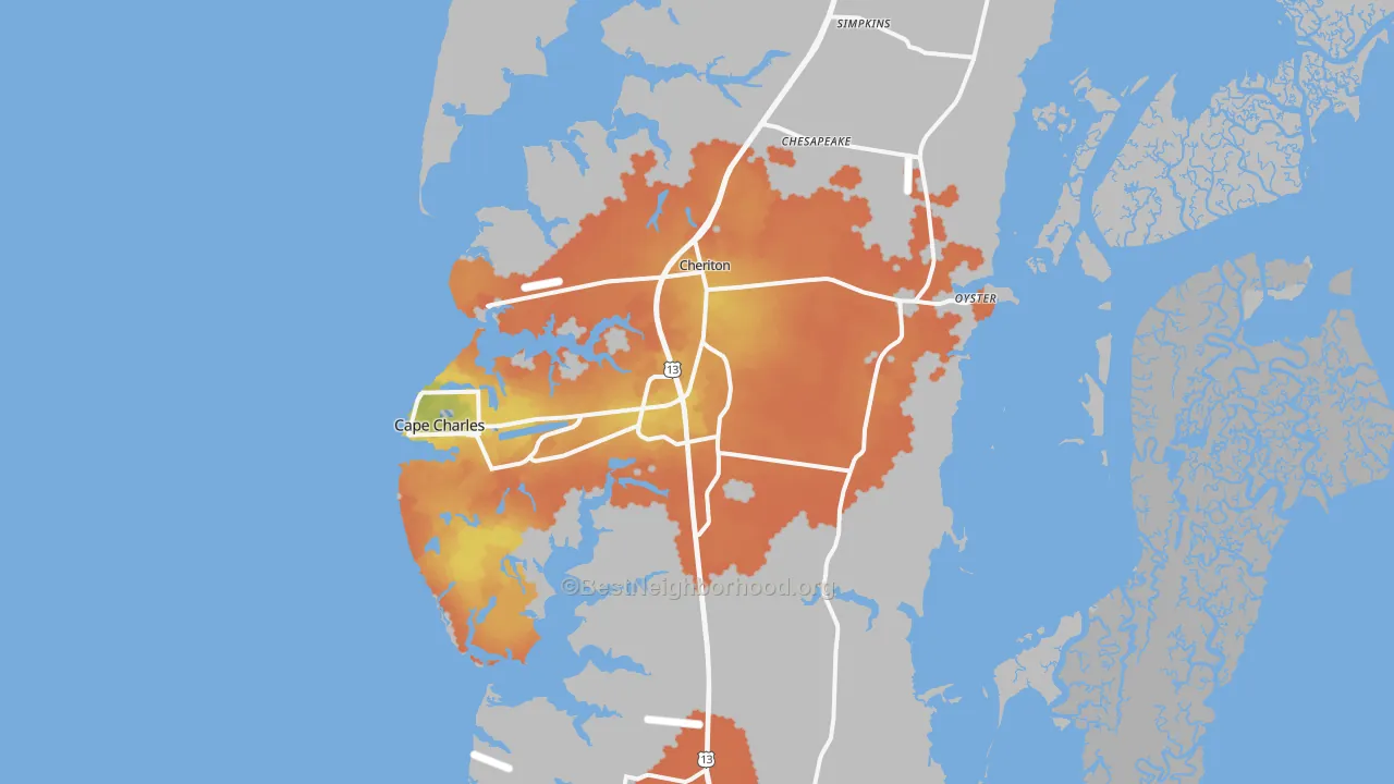 Bike Grade map of 23310, VA