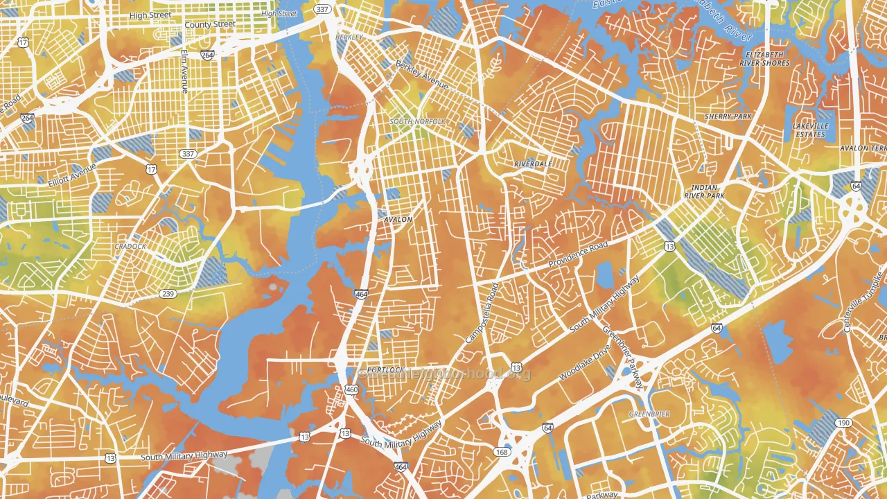 Bike Grade map of 23324, VA