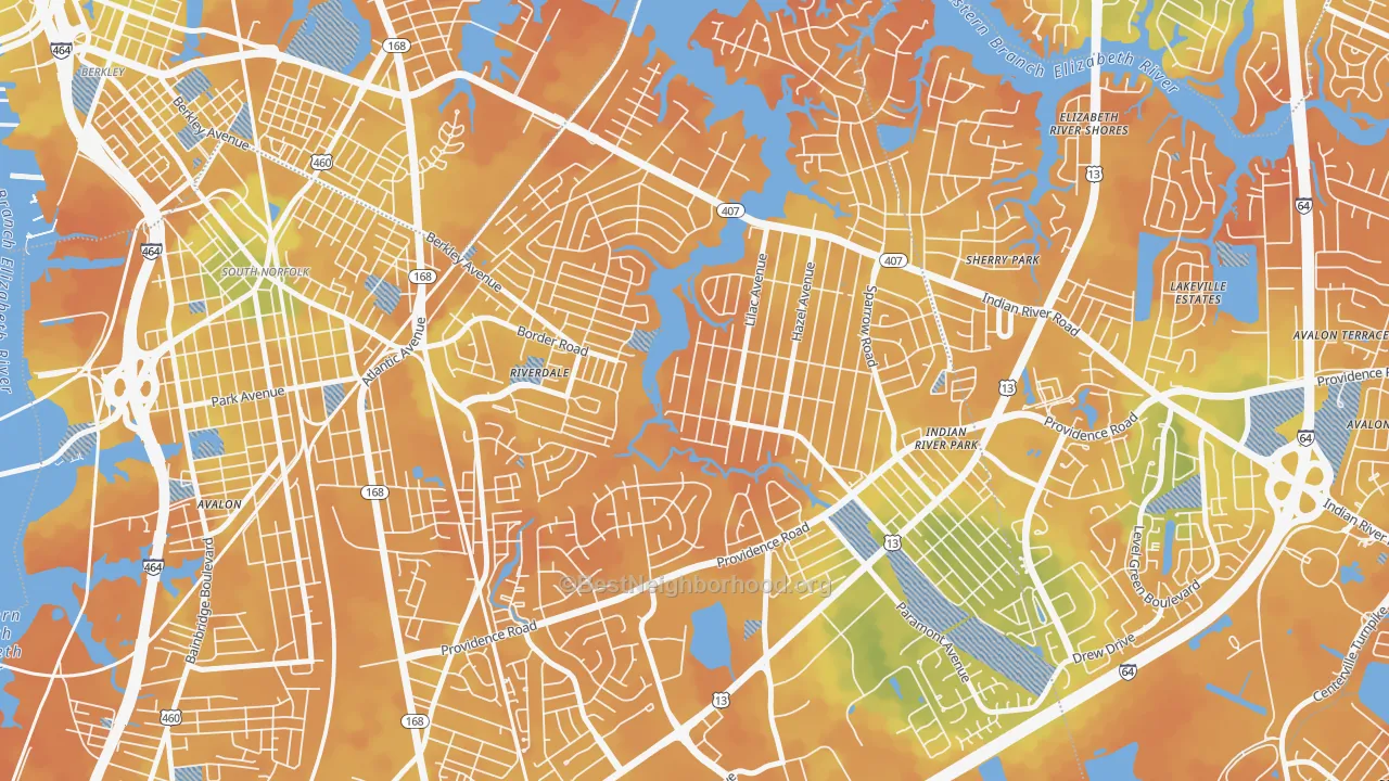 Bike Grade map of 23325, VA