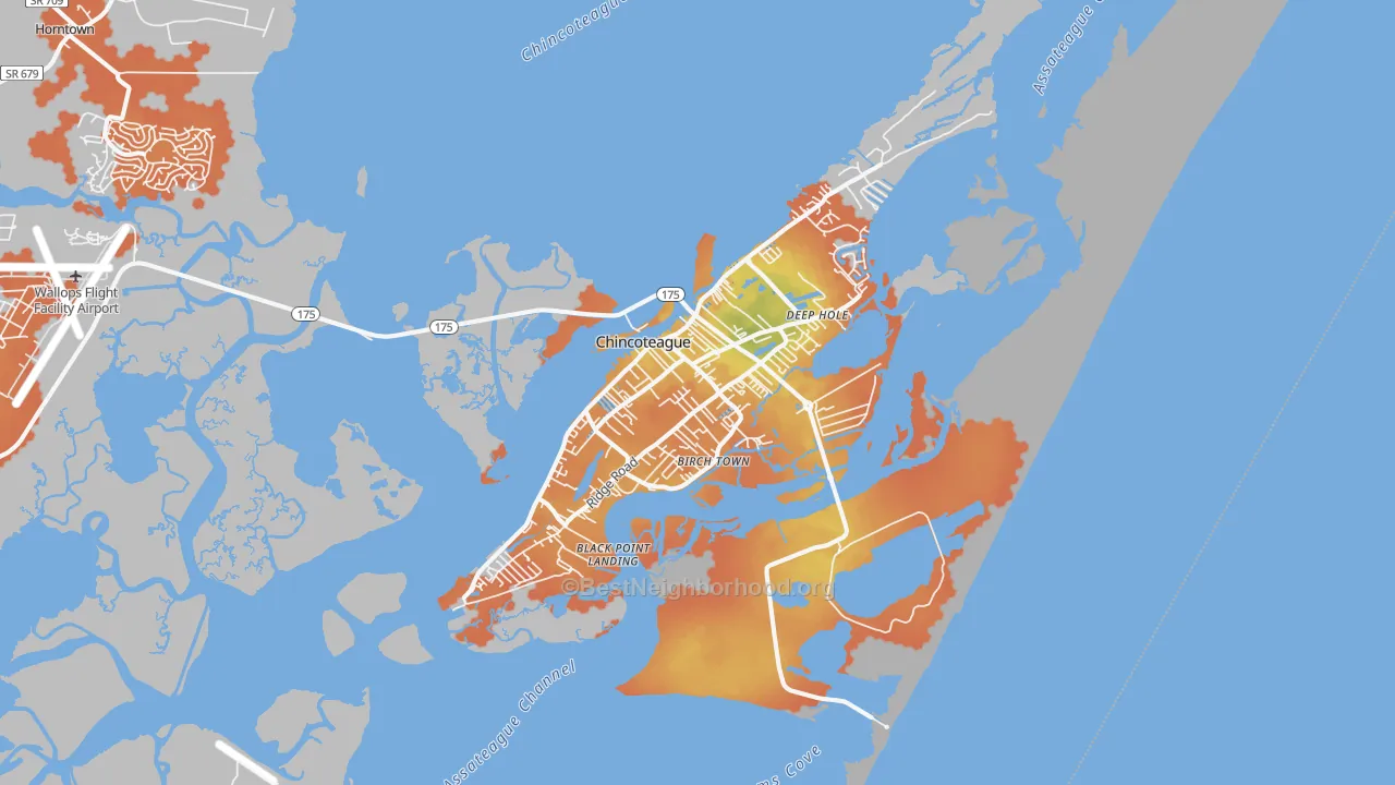 Bike Grade map of 23336, VA