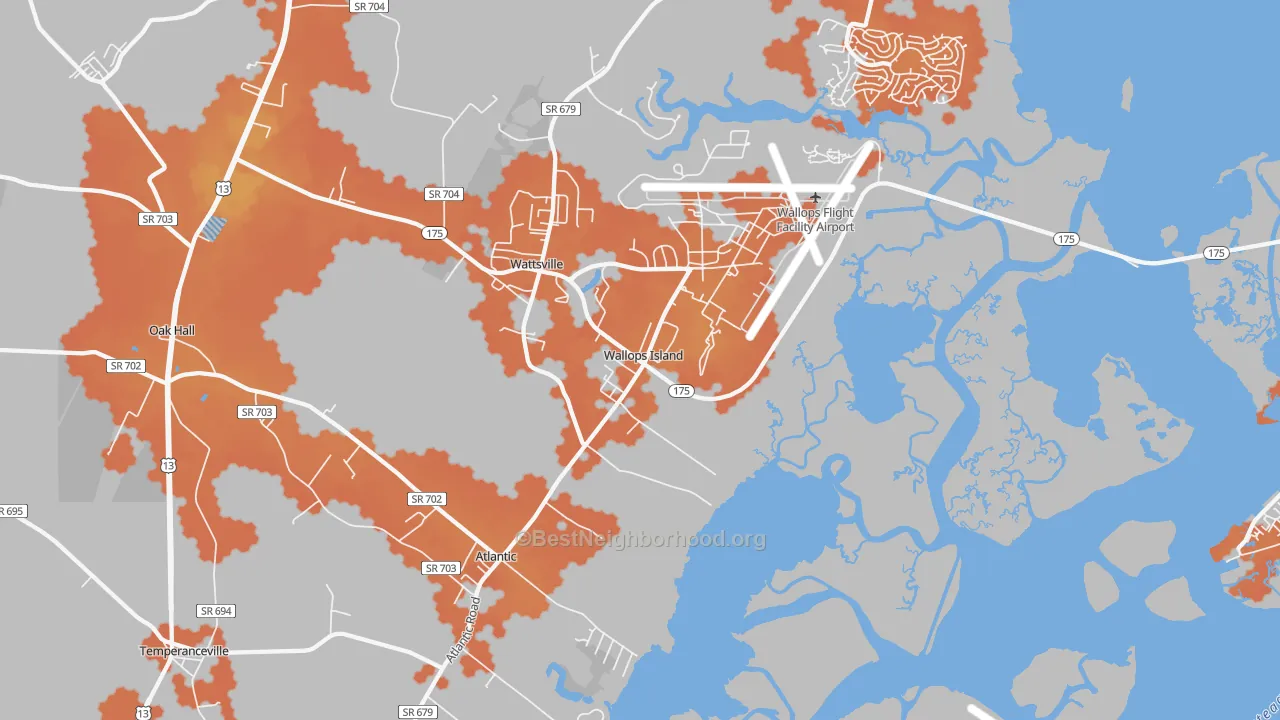Bike Grade map of 23337, VA
