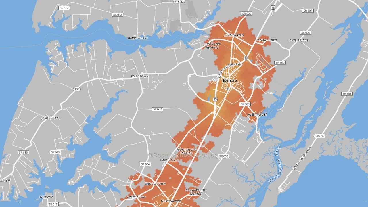 Bike Grade map of 23350, VA