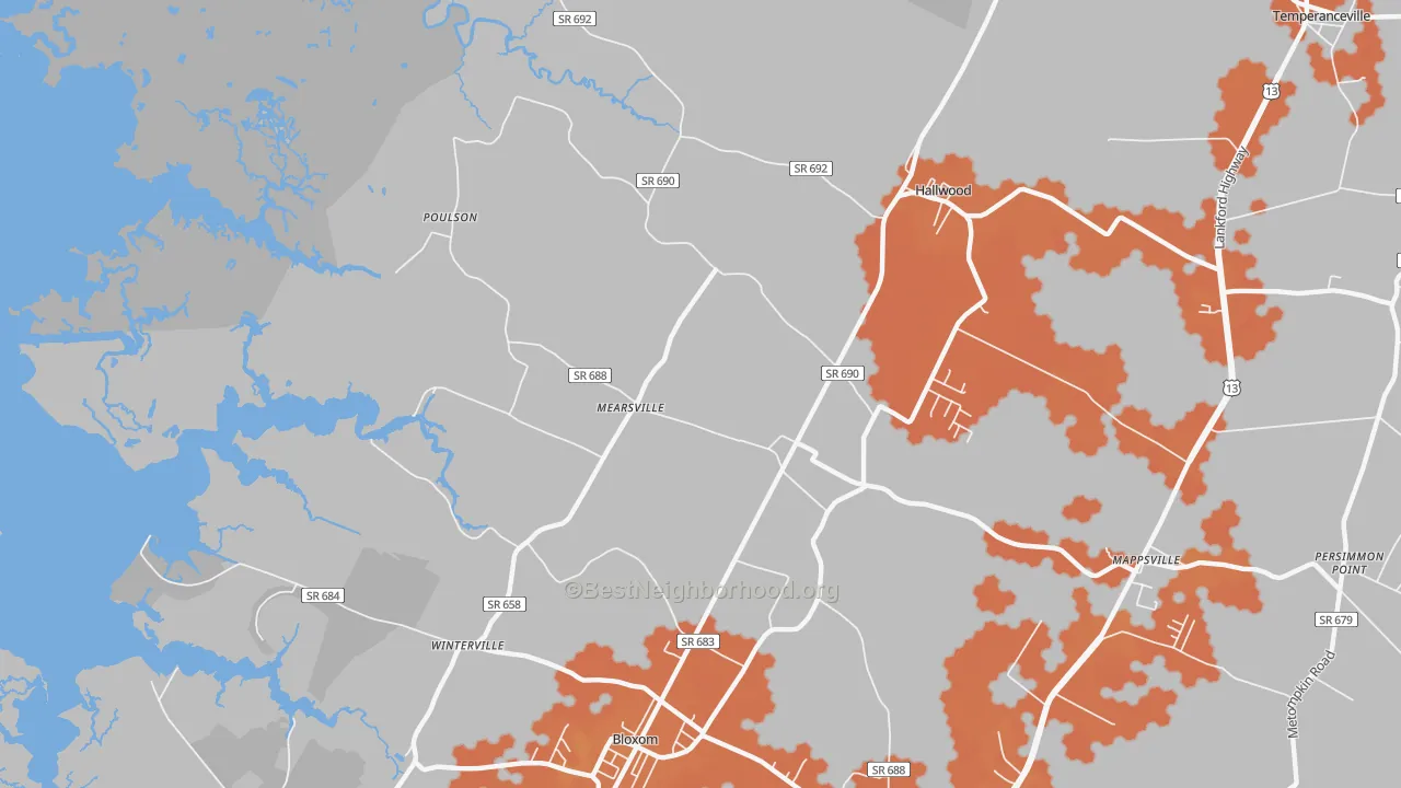 Bike Grade map of 23409, VA