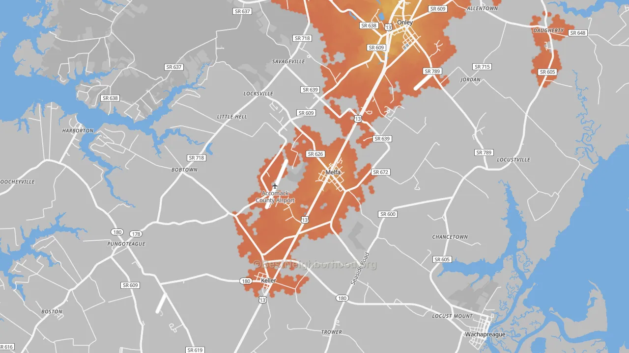 Bike Grade map of 23410, VA