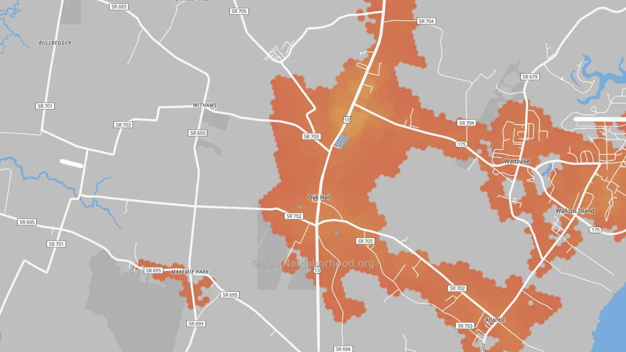 Bike Grade map of 23416, VA