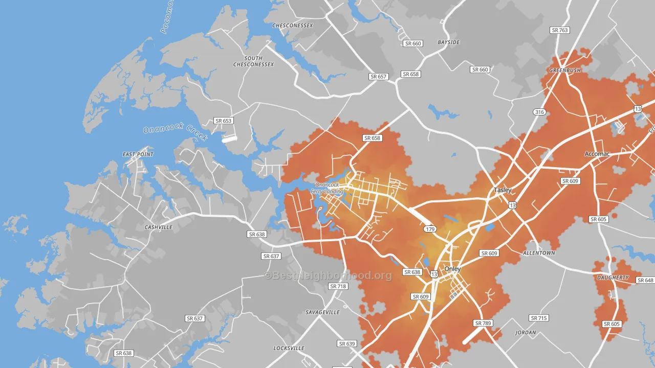 Bike Grade map of 23417, VA