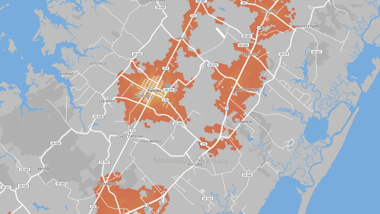 Bike Grade map of 23421, VA