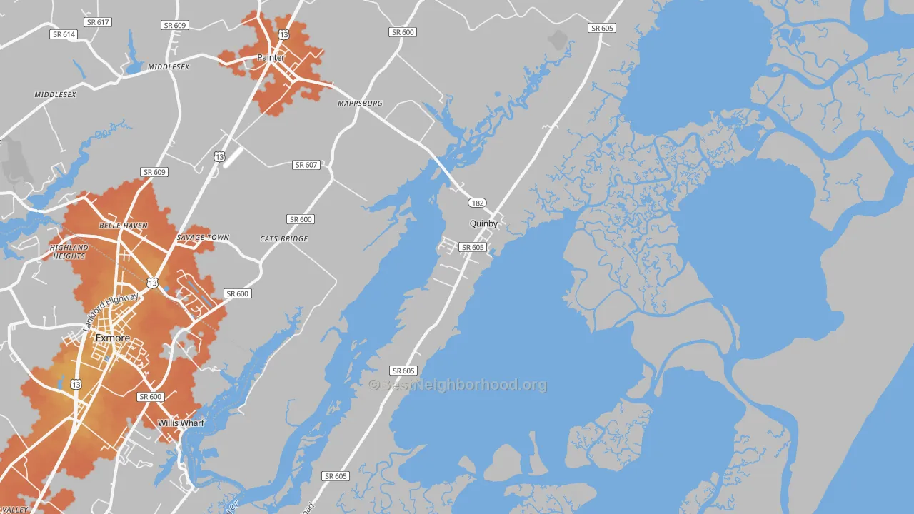 Bike Grade map of 23423, VA