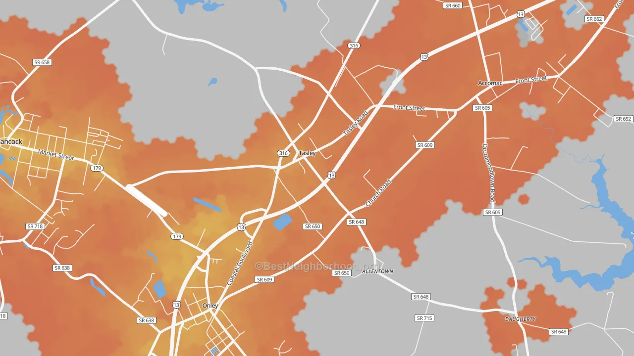 Bike Grade map of 23441, VA
