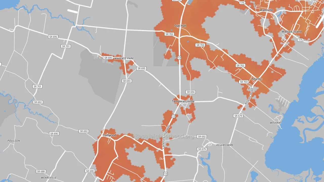 Bike Grade map of 23442, VA