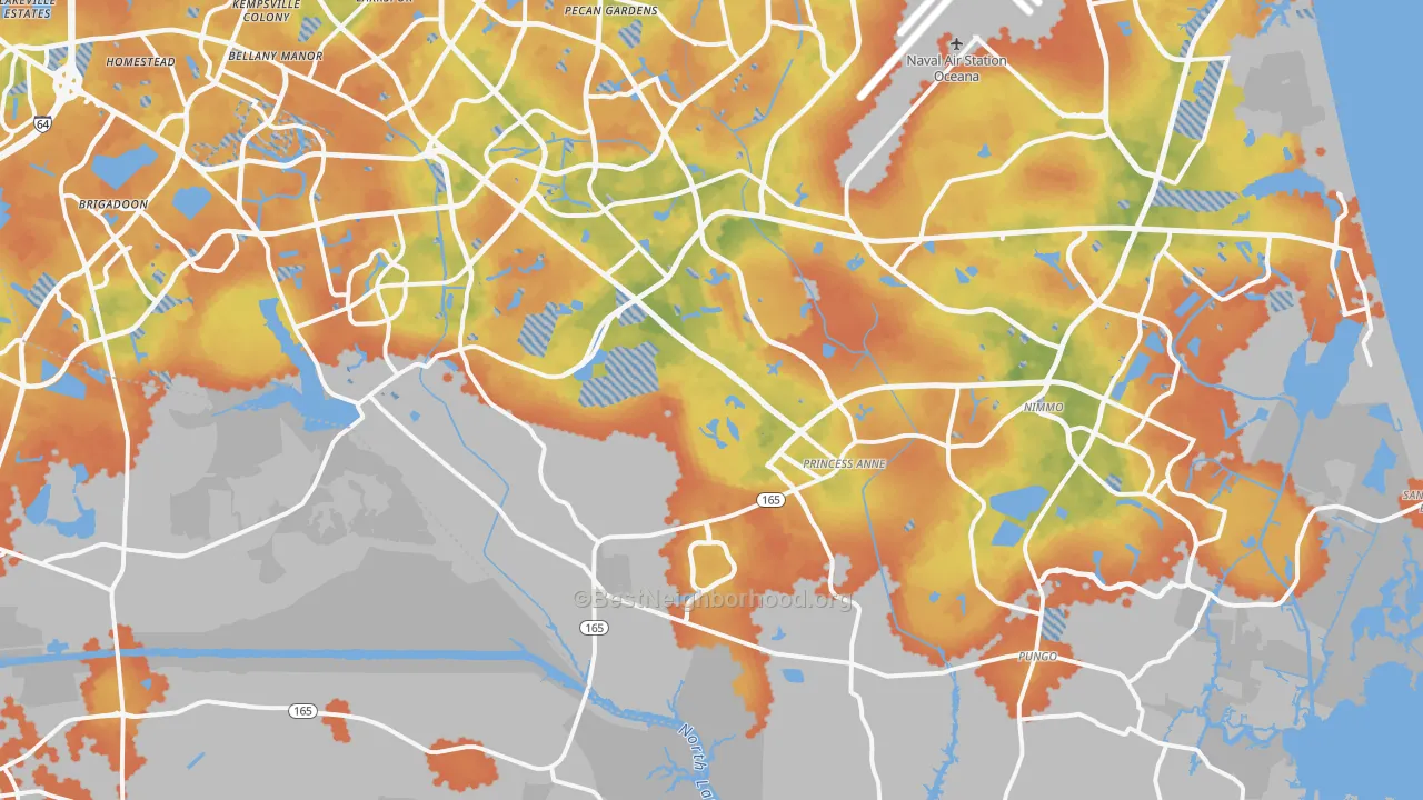 Bike Grade map of 23456, VA