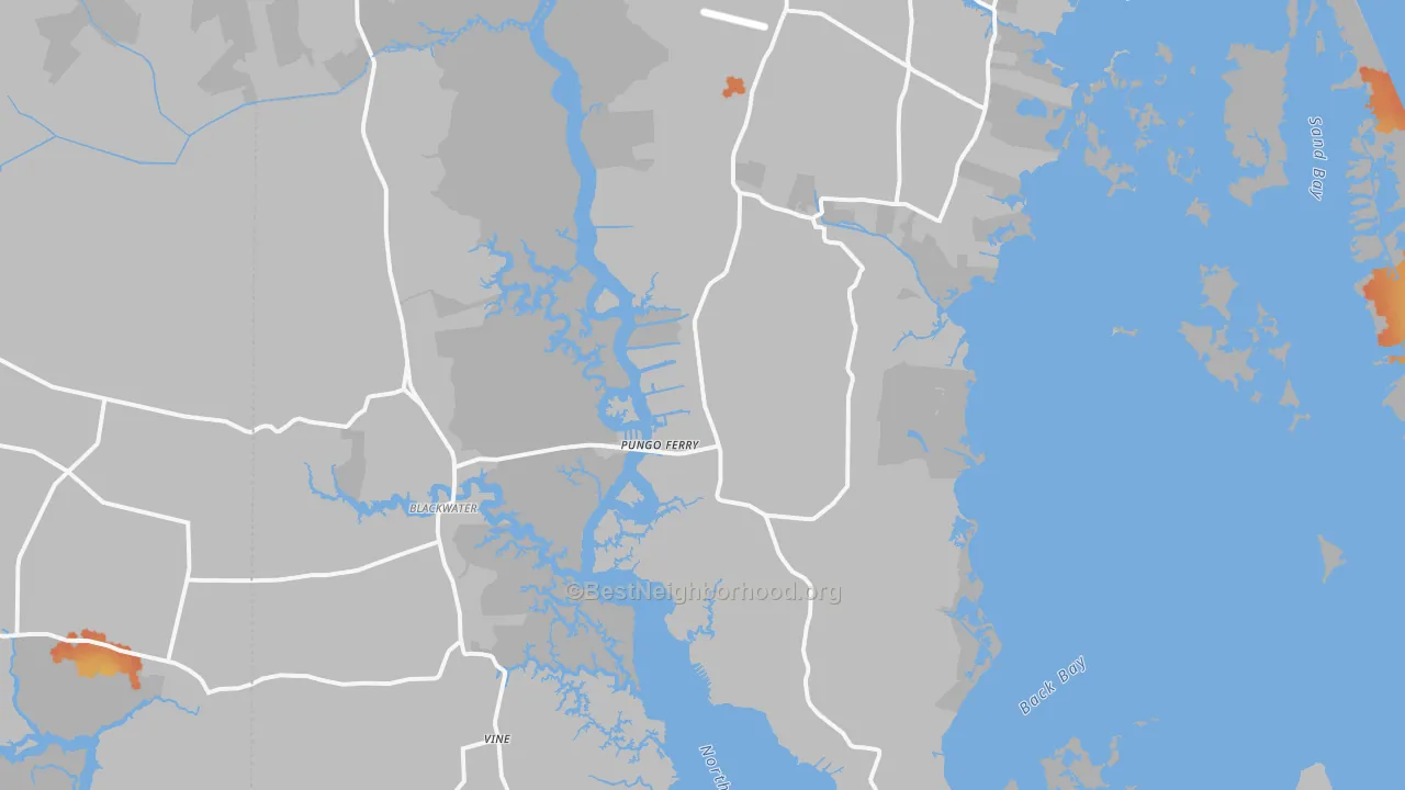 Bike Grade map of 23457, VA