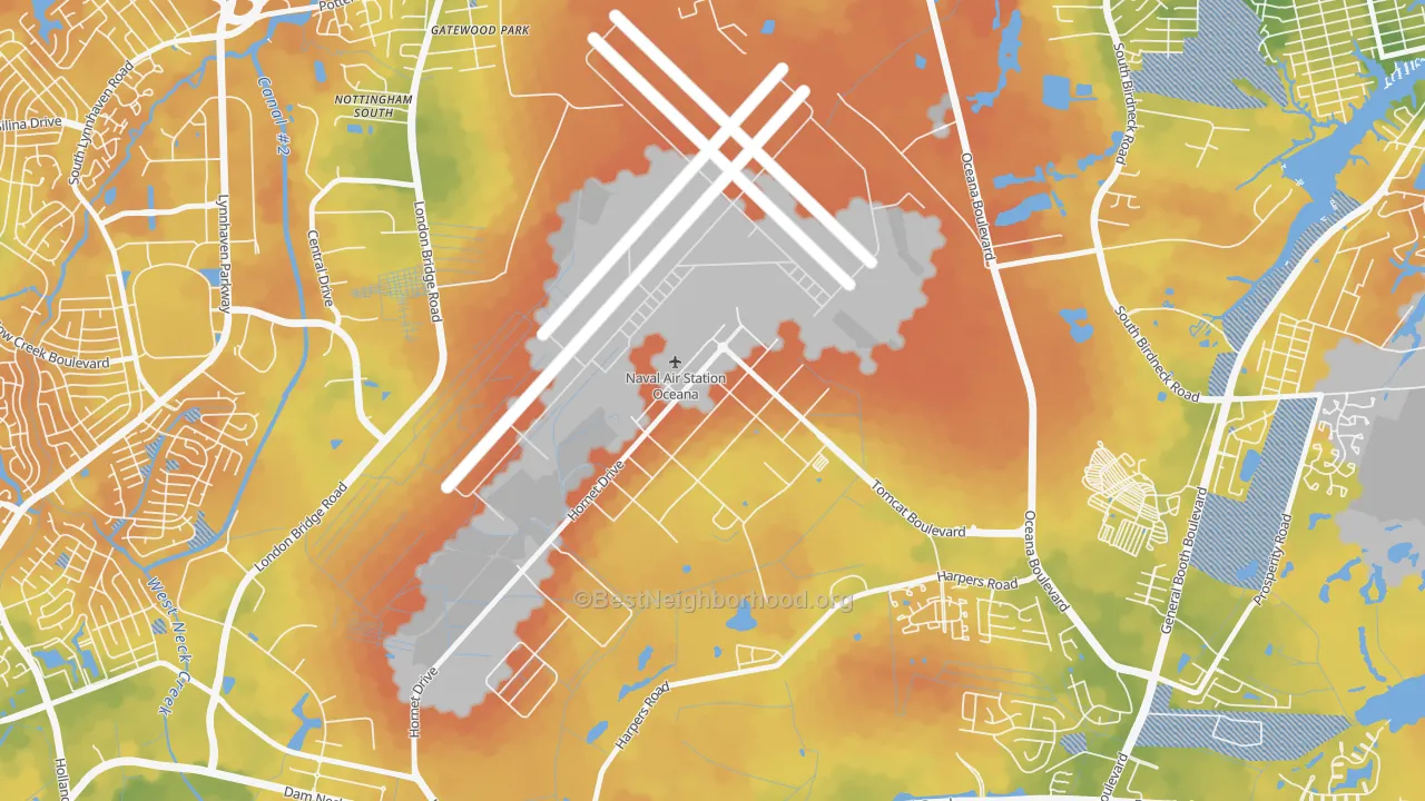 Bike Grade map of 23460, VA