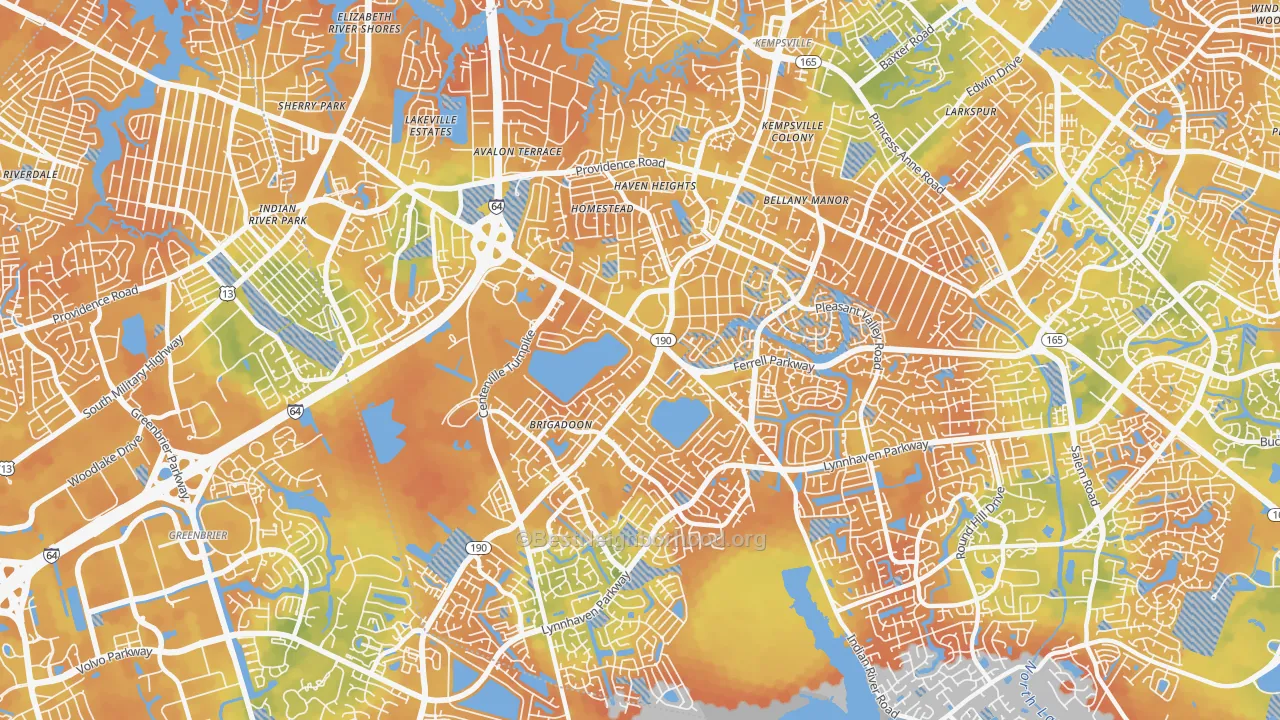 Bike Grade map of 23464, VA