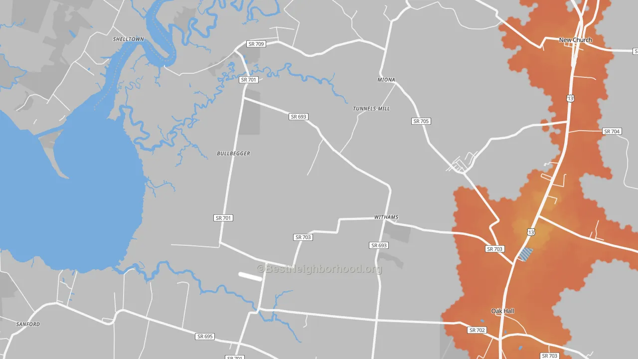 Bike Grade map of 23488, VA