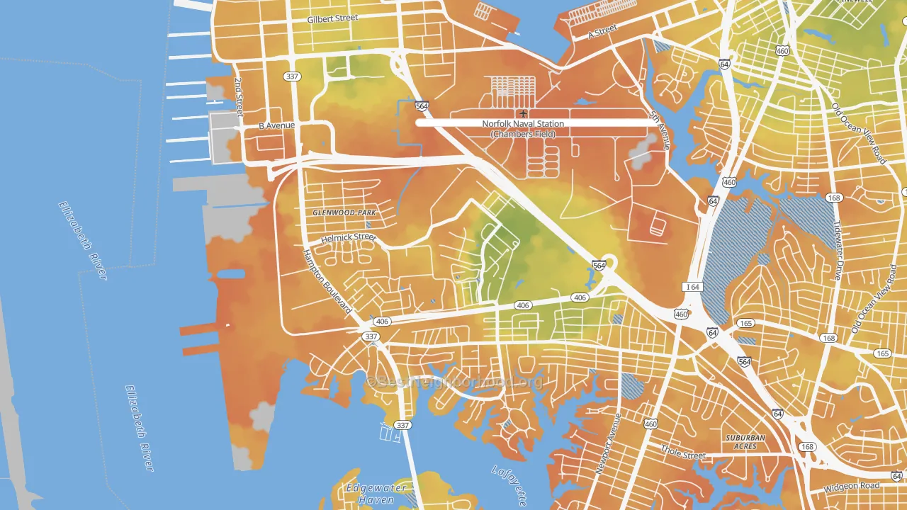 Bike Grade map of 23551, VA