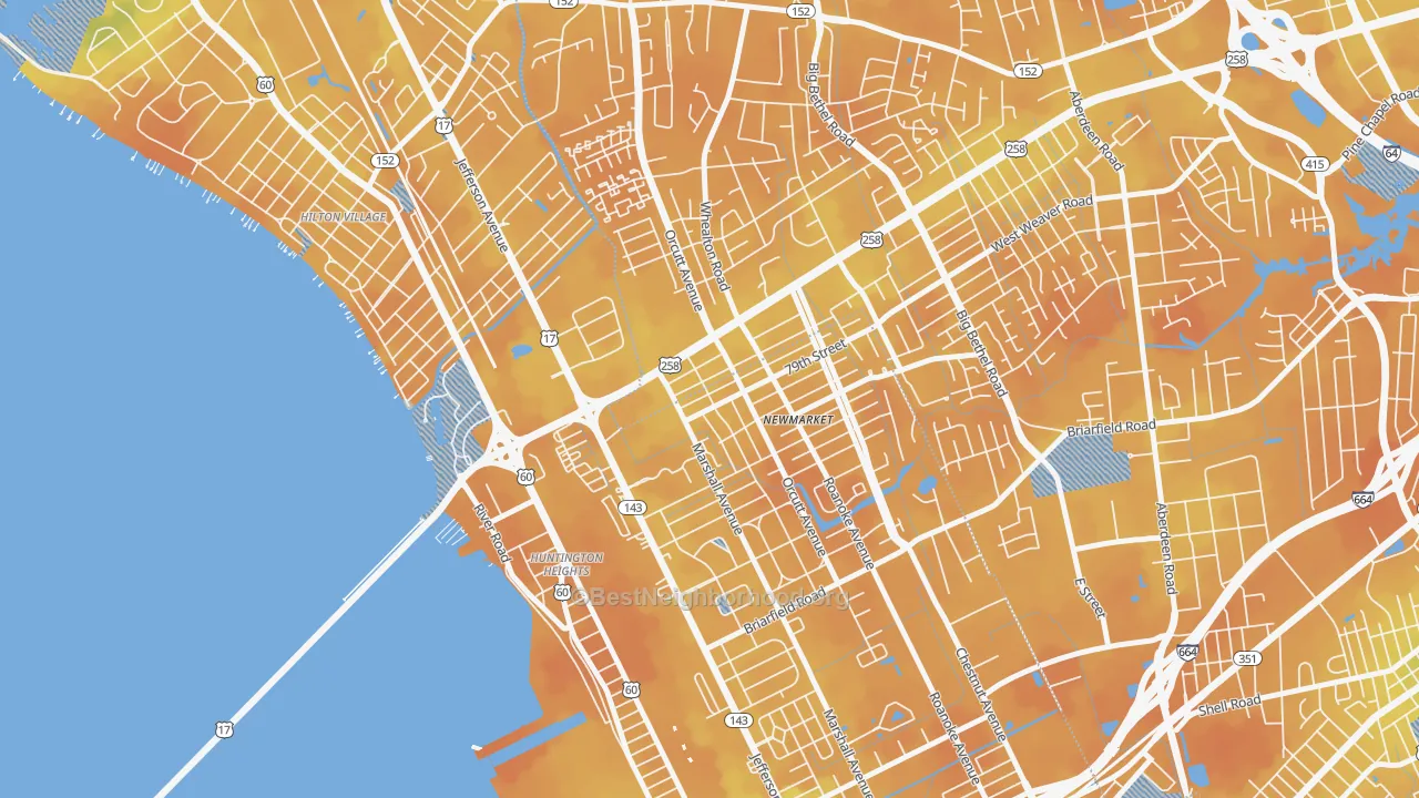 Bike Grade map of 23605, VA
