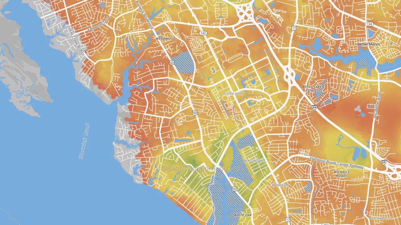 Bike Grade map of 23606, VA