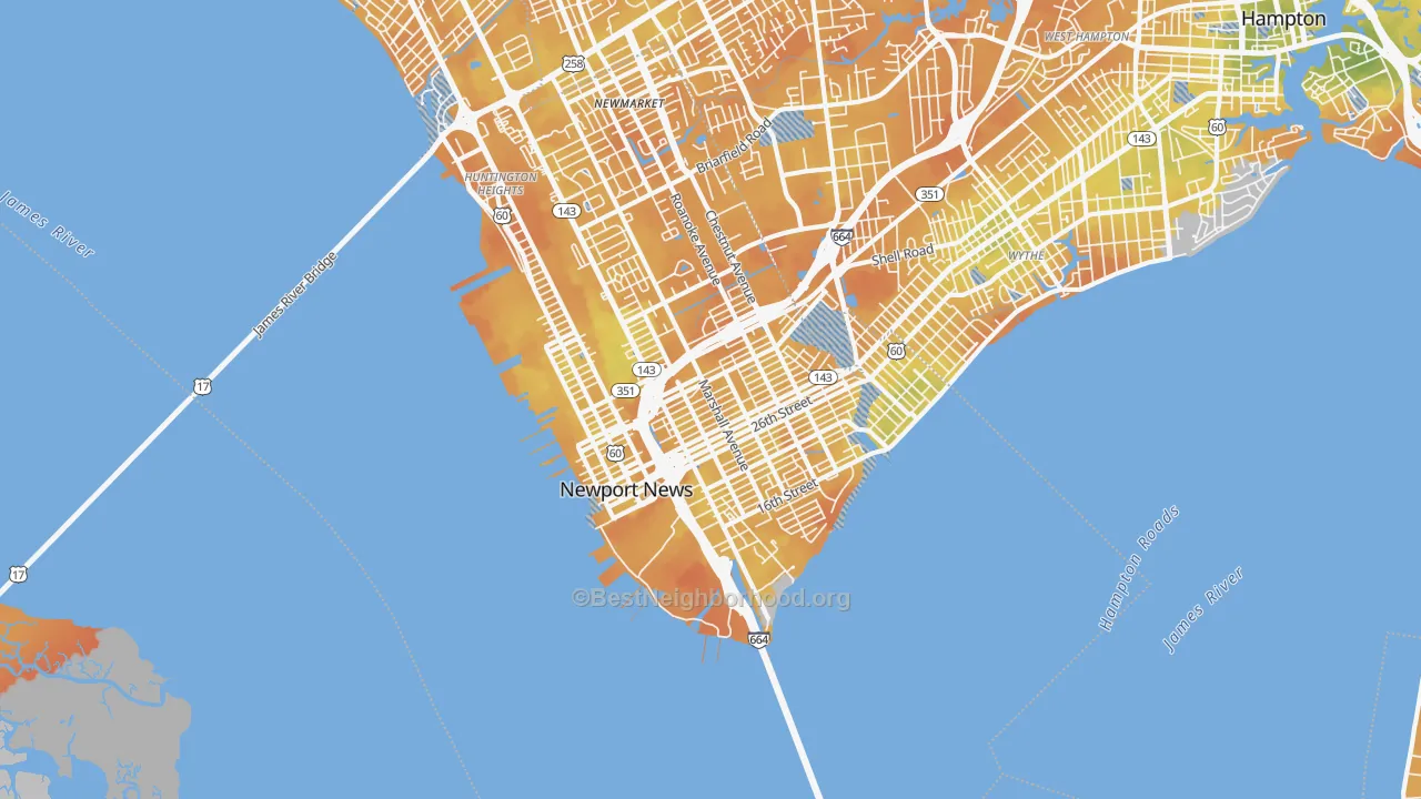 Bike Grade map of 23607, VA