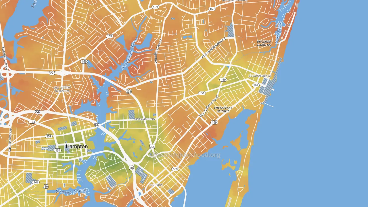 Bike Grade map of 23663, VA