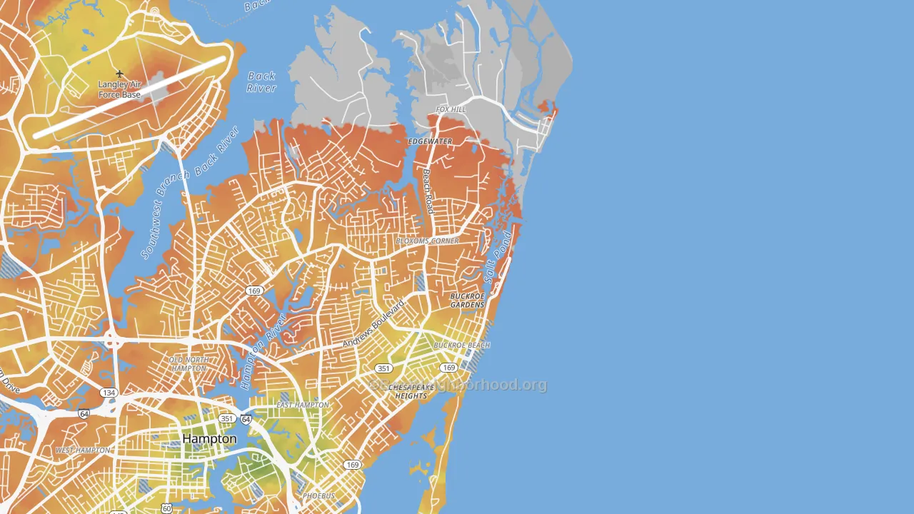 Bike Grade map of 23664, VA