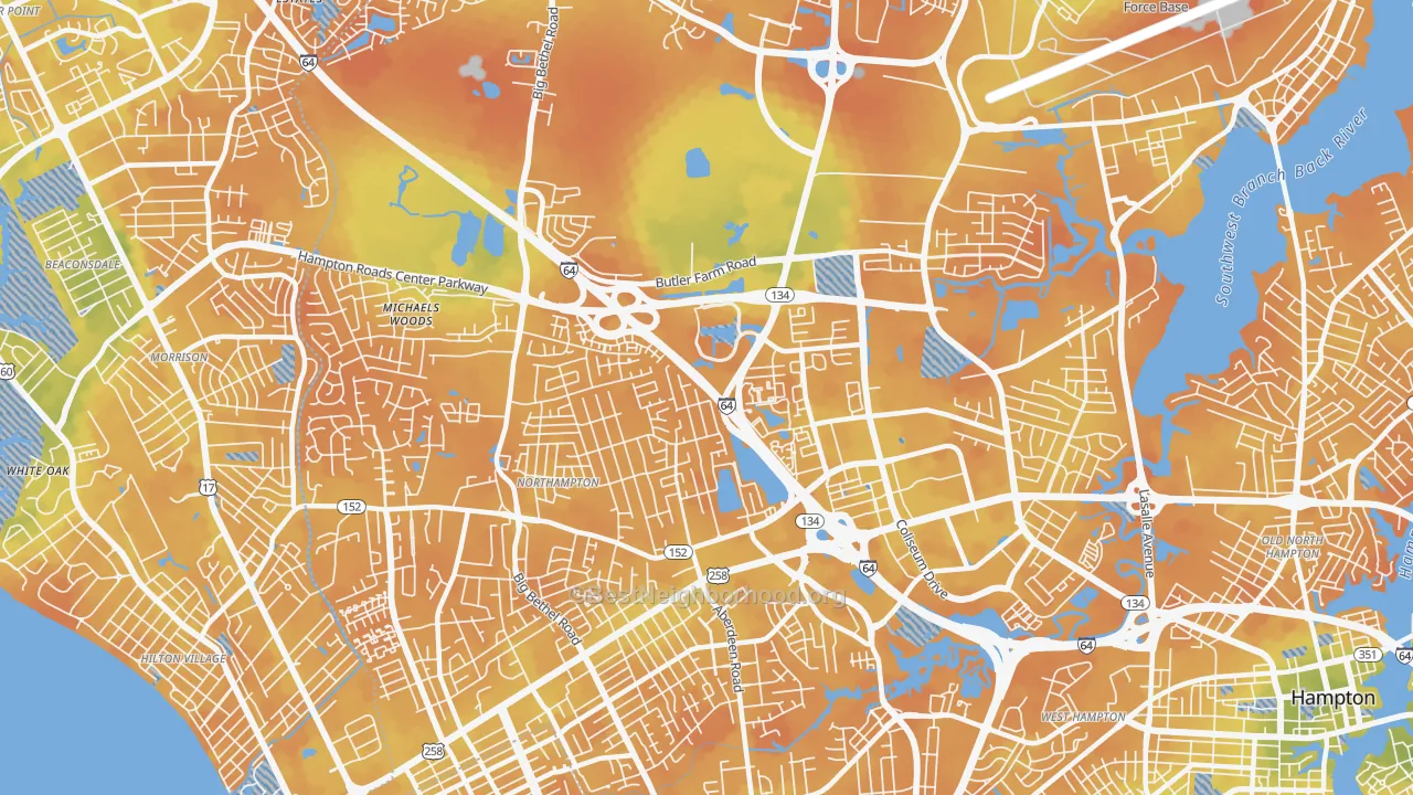 Bike Grade map of 23666, VA