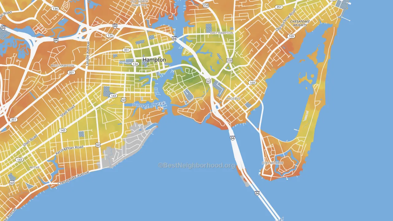 Bike Grade map of 23667, VA