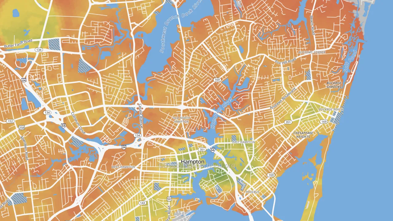 Bike Grade map of 23669, VA