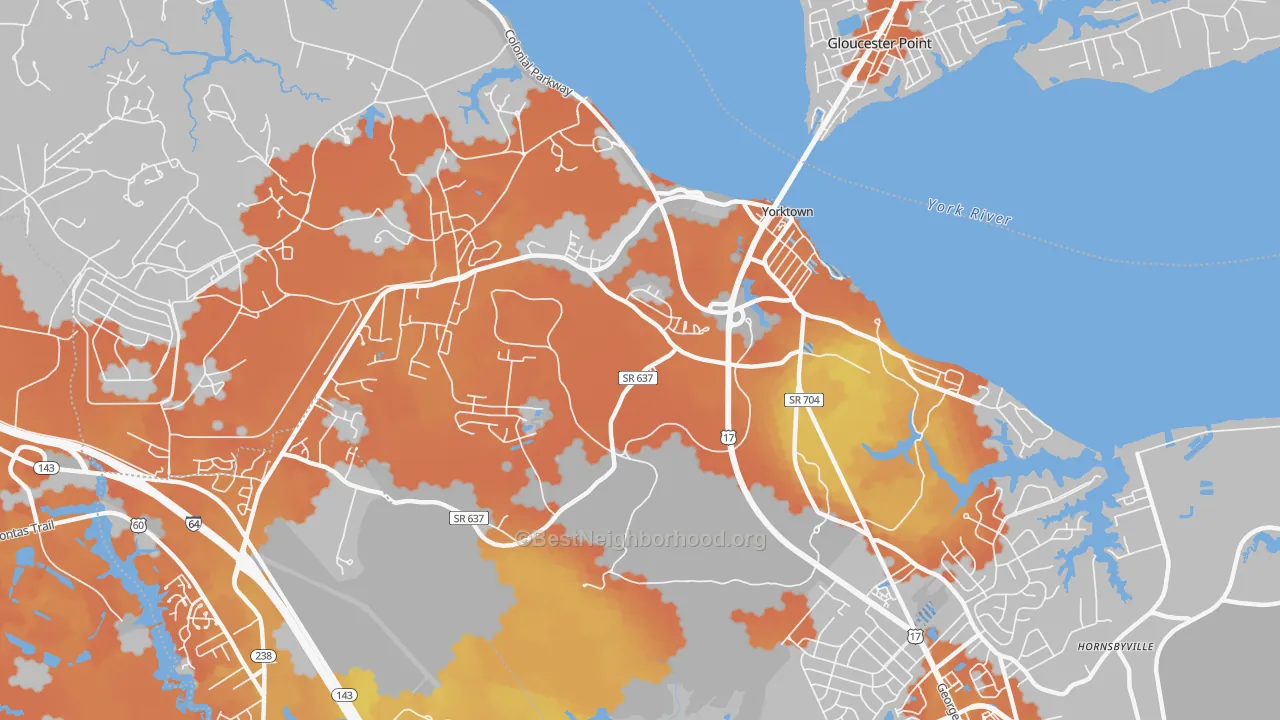 Bike Grade map of 23690, VA