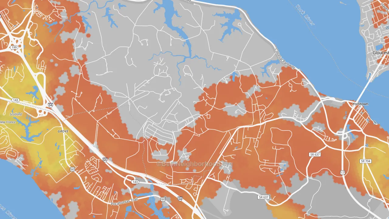 Bike Grade map of 23691, VA