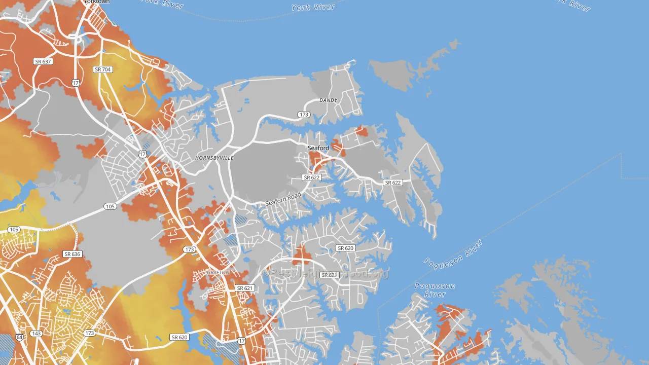 Bike Grade map of 23696, VA