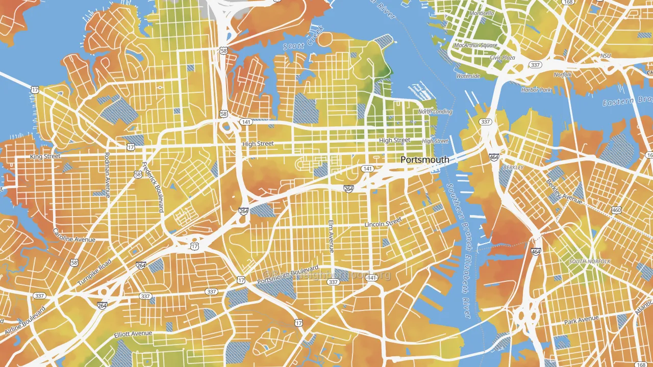 Bike Grade map of 23704, VA