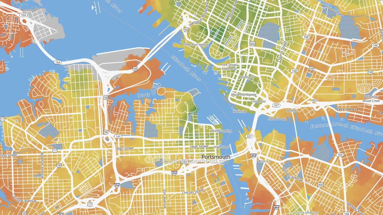 Bike Grade map of 23708, VA