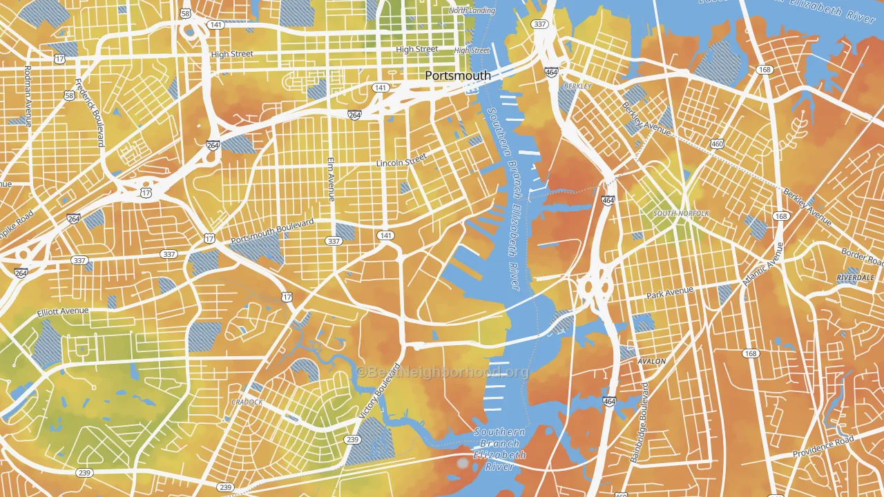 Bike Grade map of 23709, VA