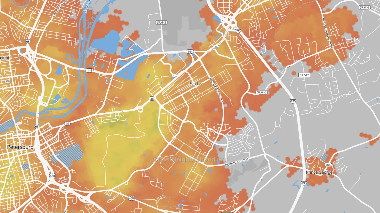 Bike Grade map of 23801, VA