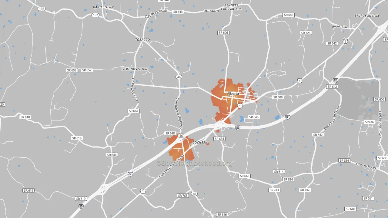 Bike Grade map of 23821, VA
