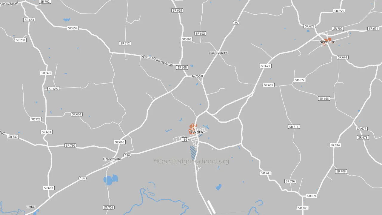 Bike Grade map of 23827, VA