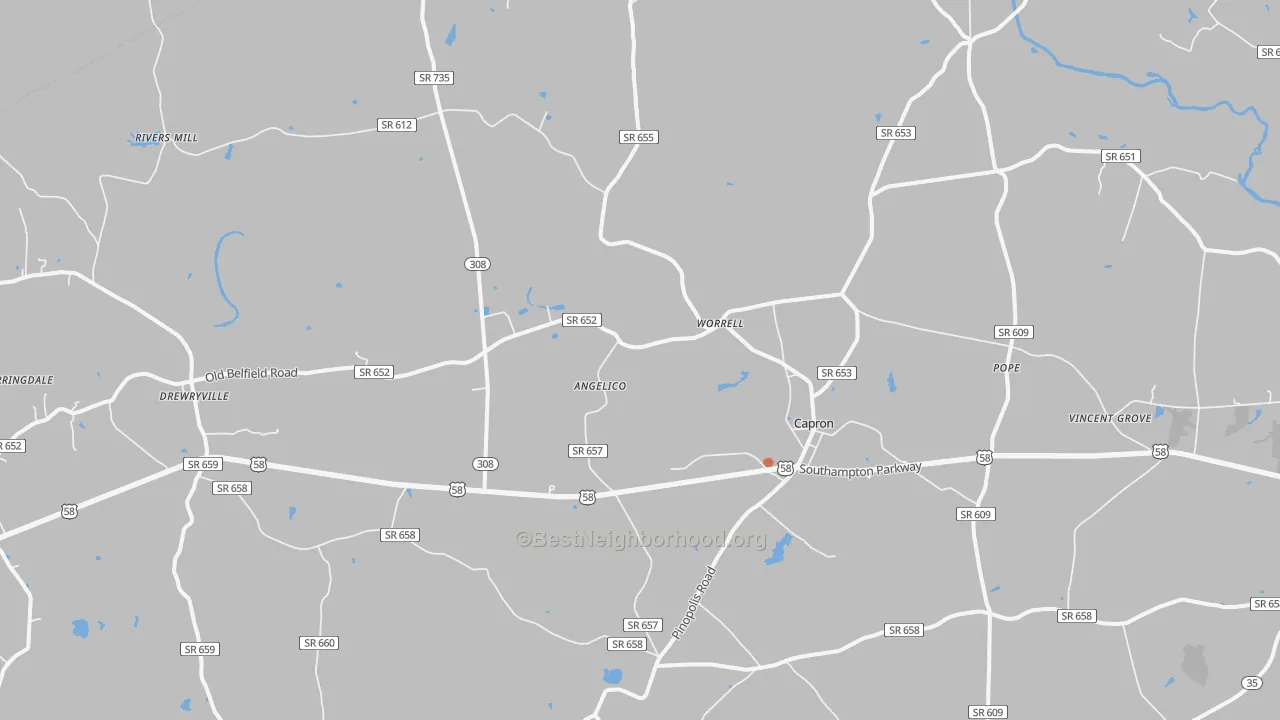 Bike Grade map of 23829, VA